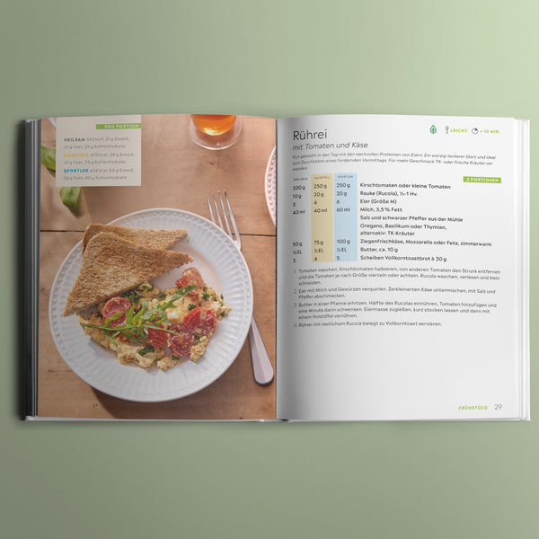 Rezeptbeispiel aus dem Ernährungsratgeber: Rührei mit Tomaten und Käse in 3 Varianten